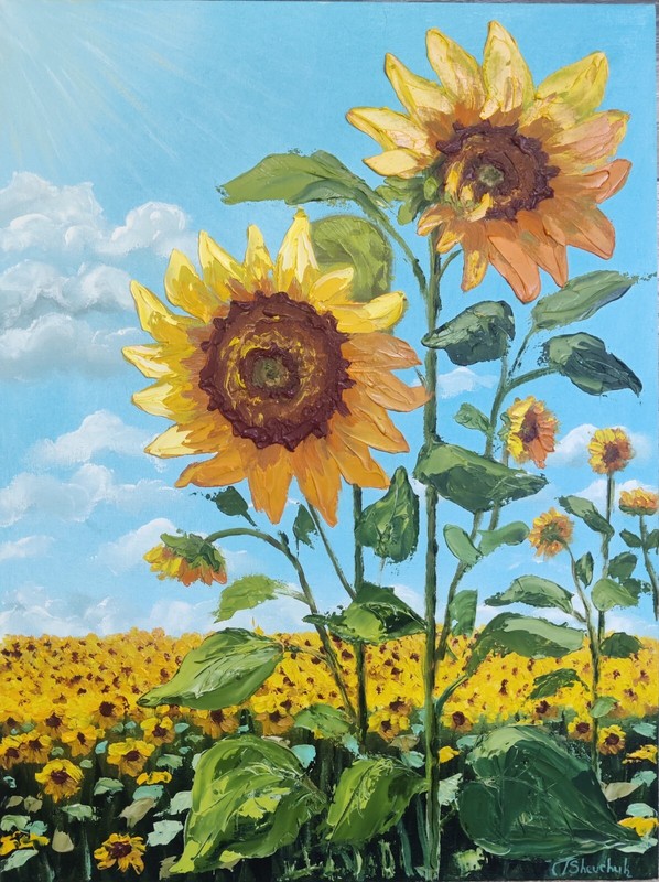 Sanflowers Original Oil Painting Flowers Hand Painted Art Interior WallArt 16×12