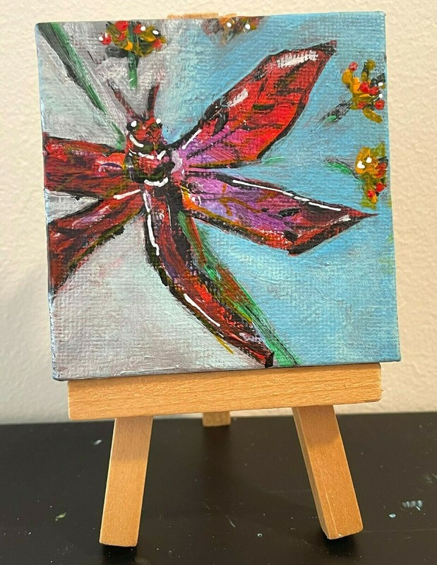 Original acrylic art painting – Dragonfly mini painting