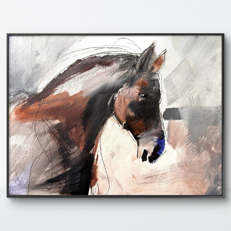 Original Abstract Expressionism 12×16 Horse Head Handmade Signed Fine Art 301