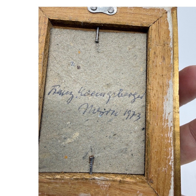 Franz Koenigsberger 1973 mini Miniature Oil Painting Gilt Frame Landscape Art gallery