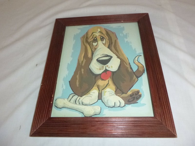 Vtg Paint By Number PBN Beagle Hound Puppy Dog Craft Master 1971 Sad Faces