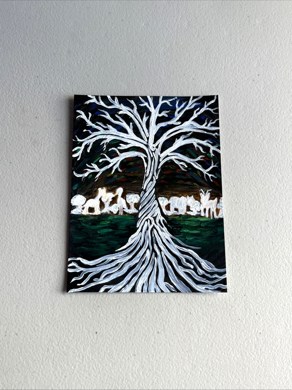 ORIGINAL Painting TREE of LIFE Acrylic Animals Universe Spiritual Abstract ART gallery