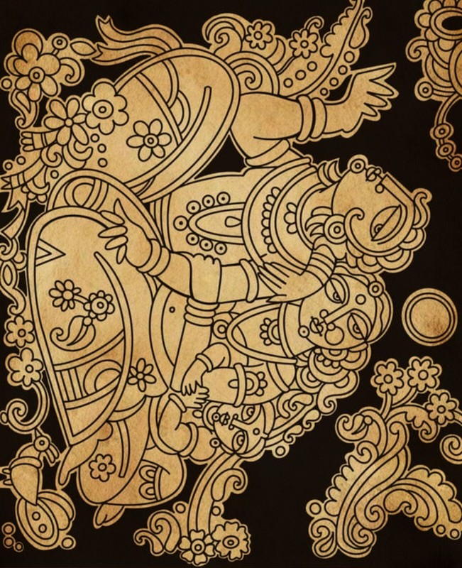 Family | Handmade Painting | Antique Style Handmade Paper | Ink