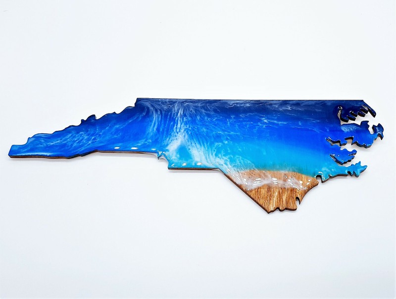 Handpainted / Handpoured Resin Seascape Coastal Beach Scene of North Carolina