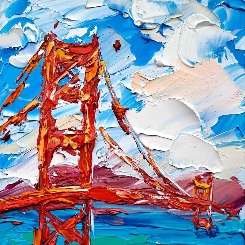 Golden Gate Painting San Francisco Oil Painting Bridge Impasto Painting Original