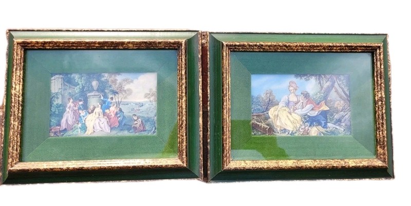 Vtg Mid-Century Turner Wall Accessory Rocco Framed Prints Kitschy Retro
