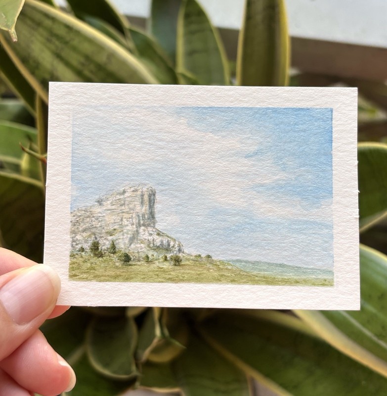 Original realism watercolor landscape painting “Wyoming No 3” one of a kind ACEO