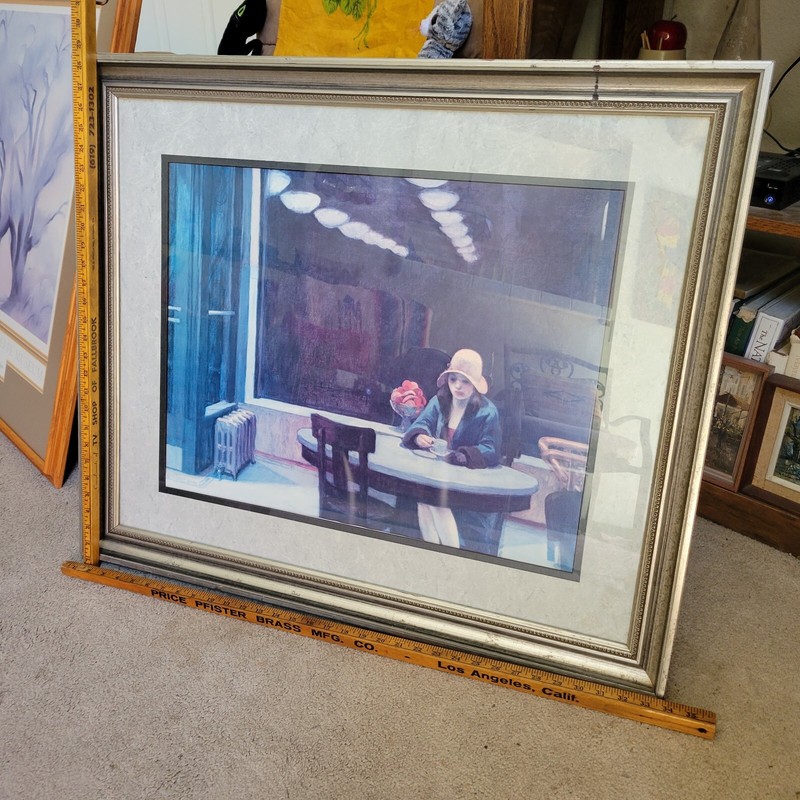 Edward Hopper Automat American Realism 24″ x 30″ in larger Frame & Under Glass