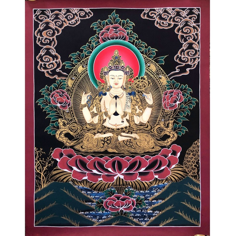 Blessed Master Quality Chenrezig, Avalokiteshvara Thangka, Blessed Thangka