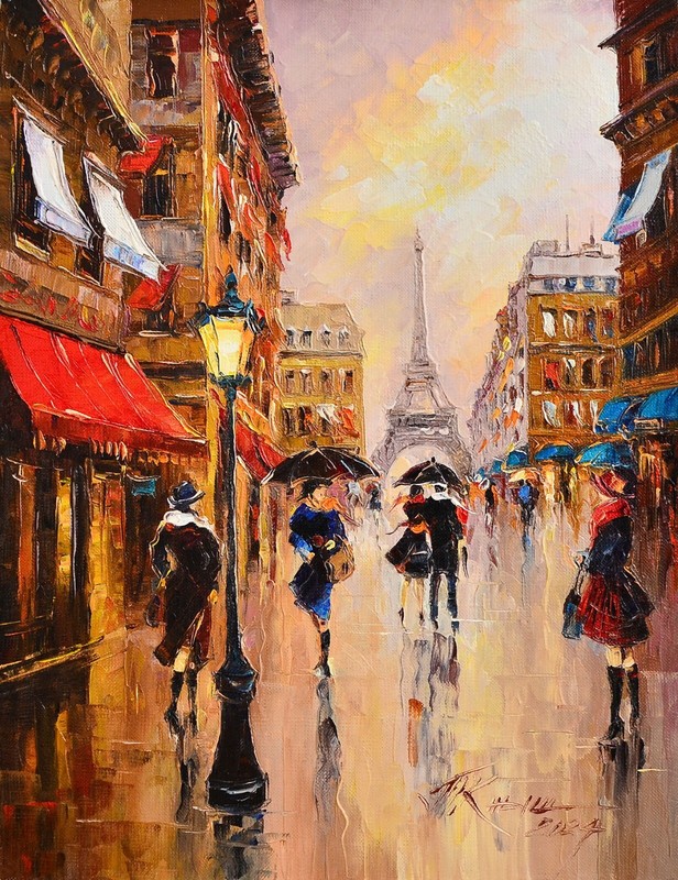 Oil painting canvas Kal Gajoum Style Cityscape 12×16 oil painting Hand Made