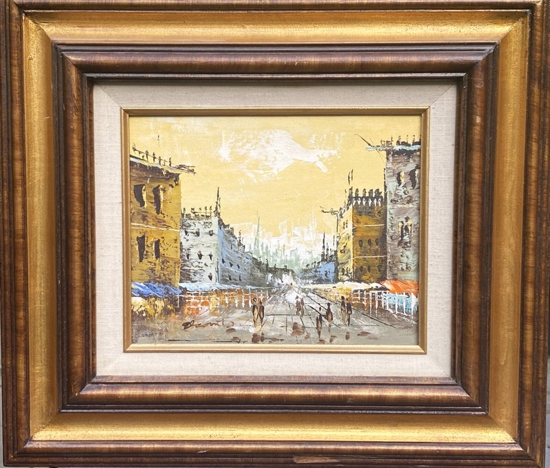 VTG c.1970’s Textured Impressionistic O/C «Street Scene», Signed Elcanto, COA!