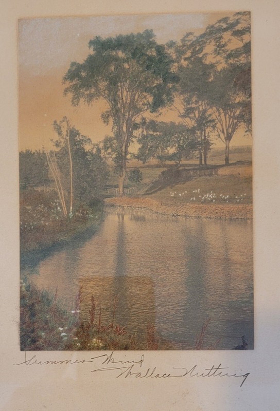 Signed Color Hand Tinted Photograph «Summer WInd» signed Wallace Nutting Framed