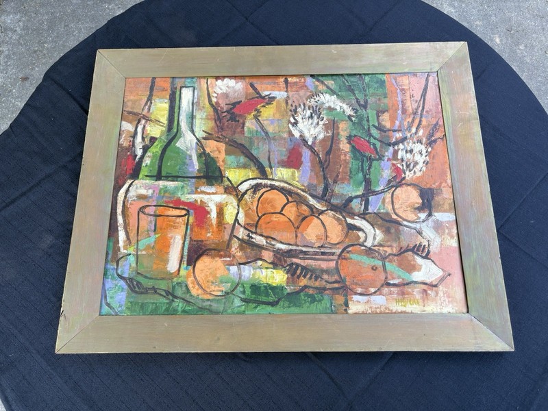 Vintage 1960’s MCM Still Life Oil Painting Signed