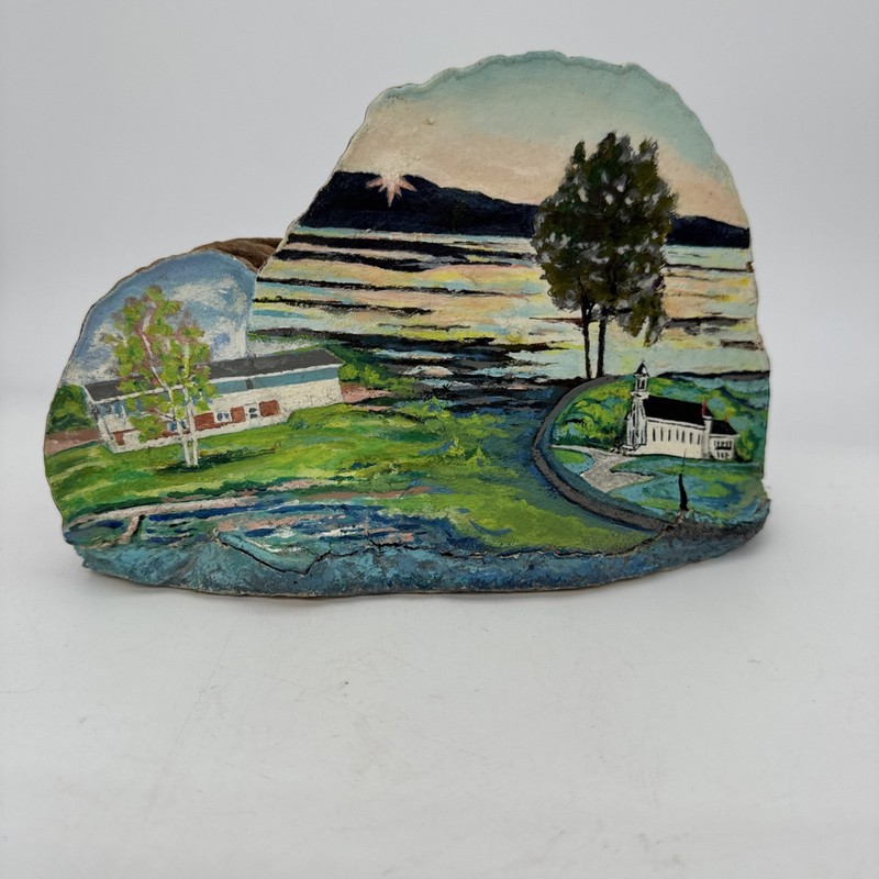 Hand Painted Vintage Multi Scene Sunset On Artist’s Conk Mushroom Signed 1991 CA