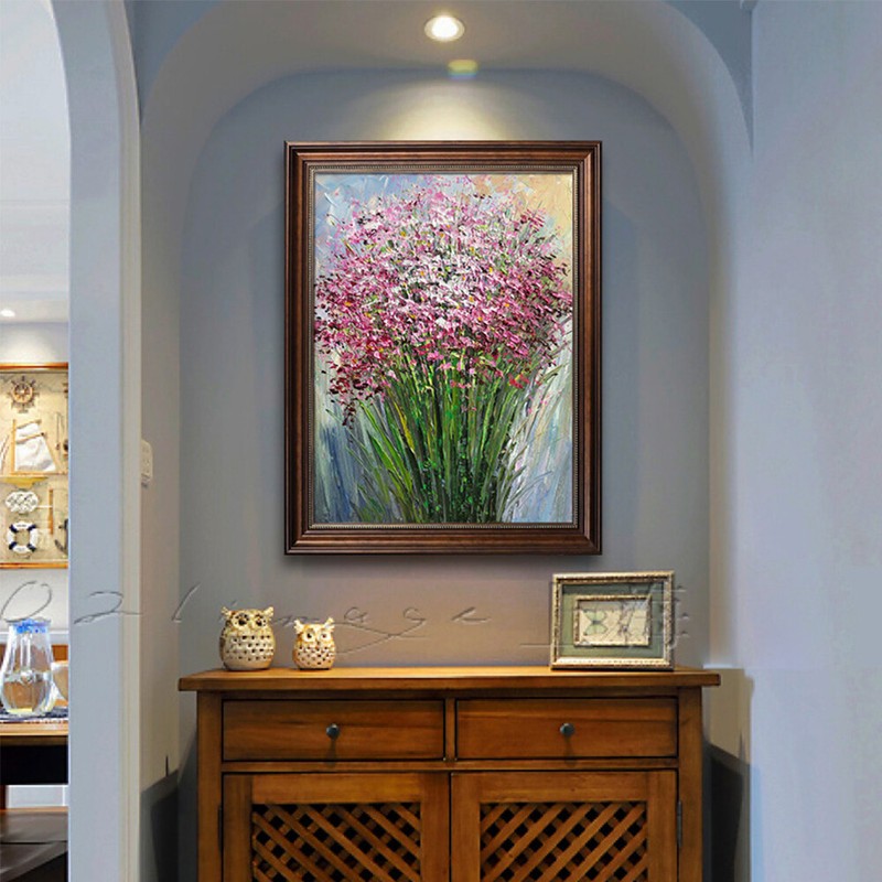 Hand Painted Oil Painting Abstract 3D Flowers On Canvas Retro Wall Painting
