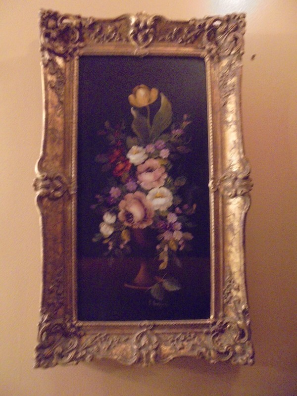 L.RUGGERI Flowers Still Life Oil PAINTING on Canvas, Framed , Large 12 » x 24 «