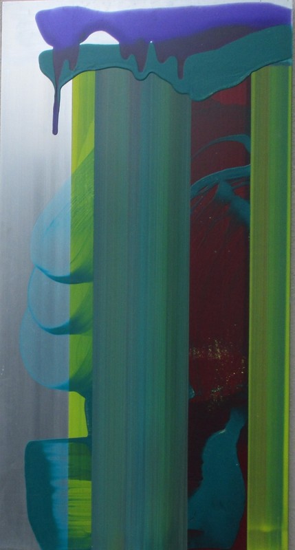 Abstract painting 1 orig 100×50 metal picture acrylic Informel Akademie Ddorf Hüppi