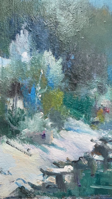 Oil painting Deep winter Ukrainian painter Canvas Framed original landscape art gallery