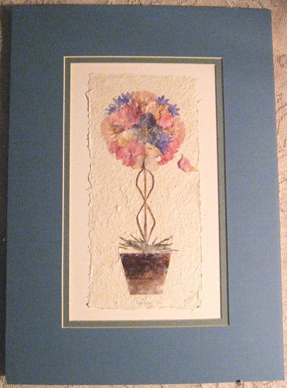 Painting-Flowers and Pedals Collage-10″x14″ With Double Mat