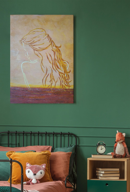 "Golden Silhouette"-Golden Contemplation - Original Abstract Figure Art 40x60cm gallery