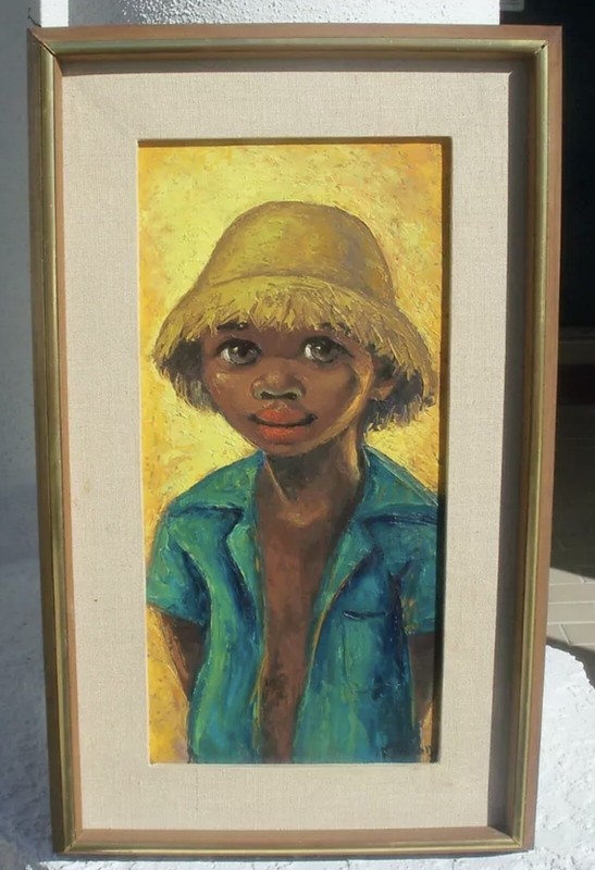 7×15 ORIGINAL HAITI HAITIAN ART PAINTING BY LATE CAROL THEARD