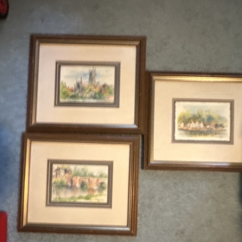 Dorothy Kordash Set of 3 Original Watercolor Paintings Signed Matted & Framed