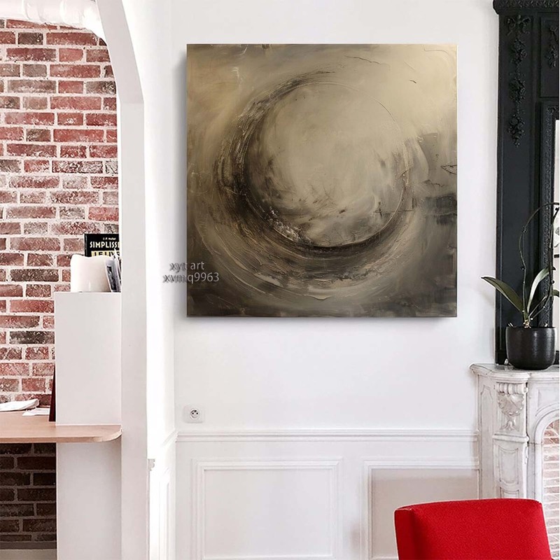 Black Moon Modern wall Art Abstract Hand-Painted Oil Painting on Canvas 20in