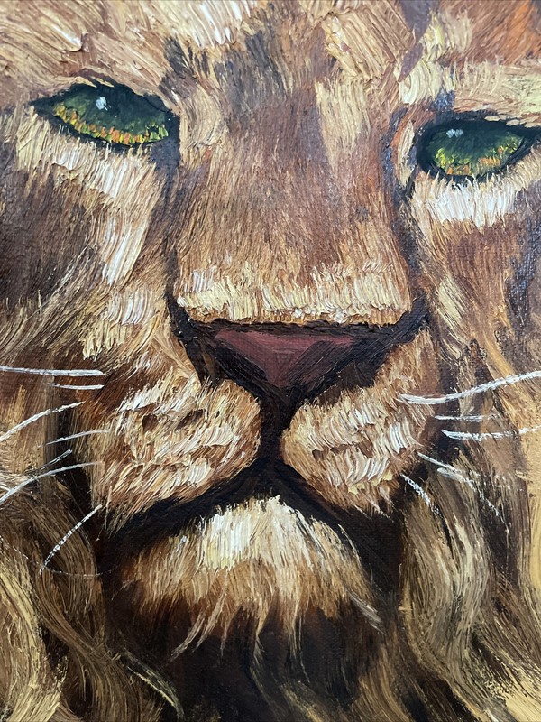 Lion Painting Canvas Wildlife Wild Game Animal King Aslan 24”x 18” Acrylic Oil gallery