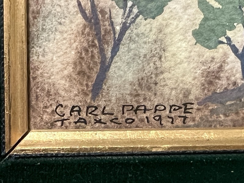 Carl Pappe Original Minimalist Small Watercolor Painting Signed & Dated 1977 gallery