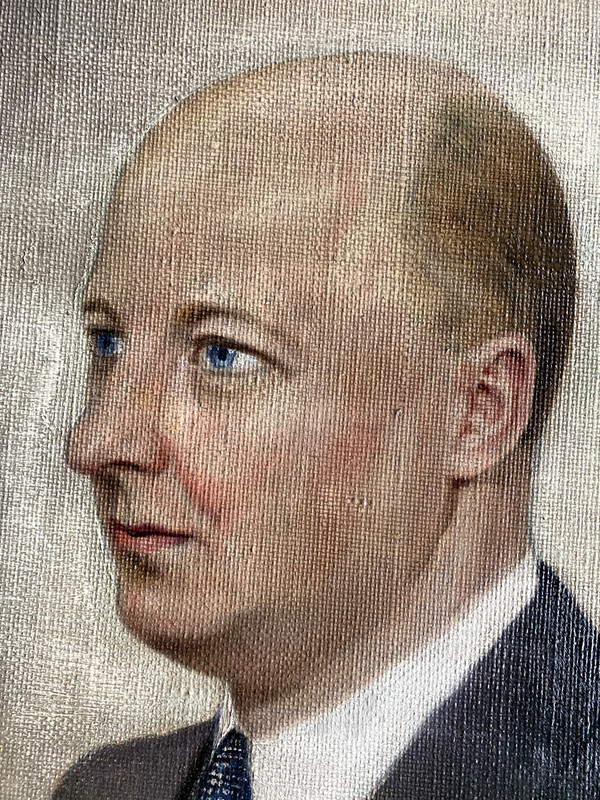 Oil on Canvas Portrait Man Bust Signed and Dated 1948 gallery