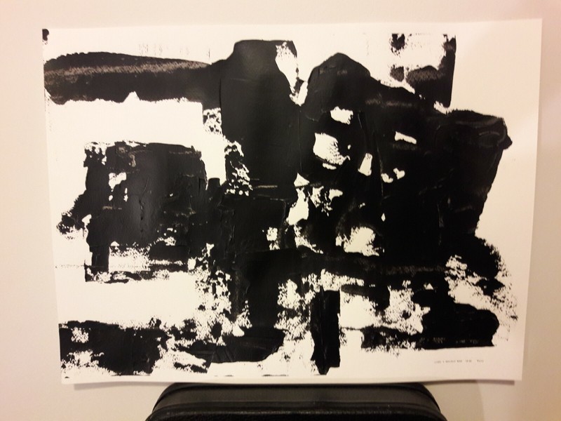 Art original abstract Black on White paper- Titled: Under a brilliant blast