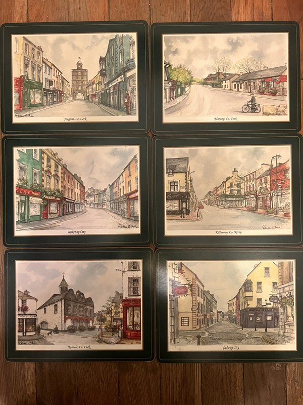 Vintage Irish Pimpernel Pubs Picture Paintings placemat Art Set