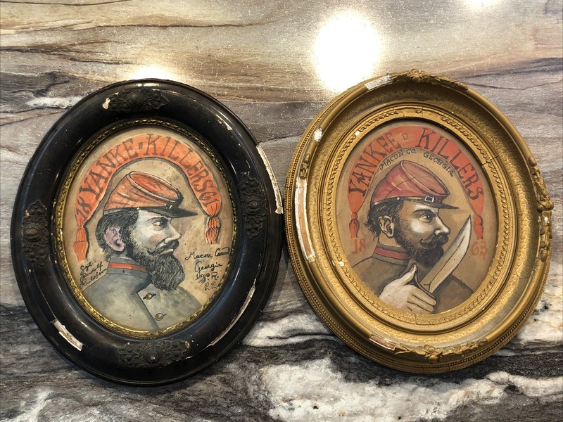 Antonio Romano Macon Co. Yankee Killers Framed Civil War Confederate Folk Art