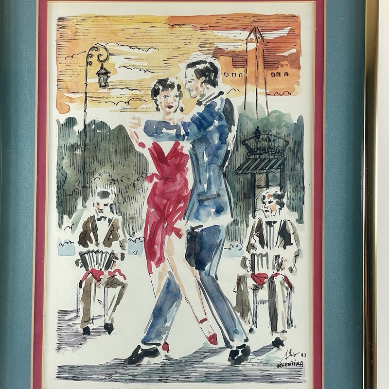 Guillermo Jorge Alio Original Watercolor Dancers 9x12 Argentina's Tango Artist gallery
