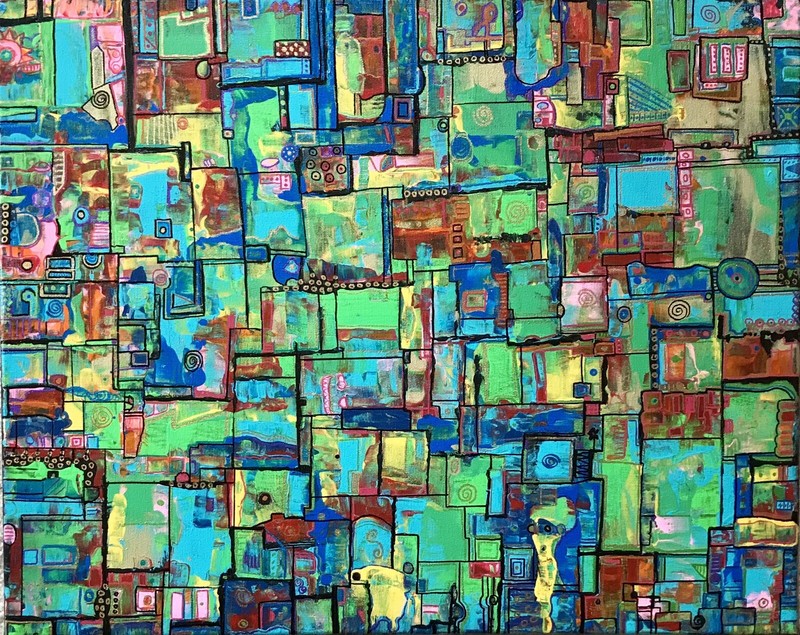 Vibrant Abstract PAINTING - ORIGINAL 16 x 20 x .75 - RICKY MARTIN EBSQ gallery