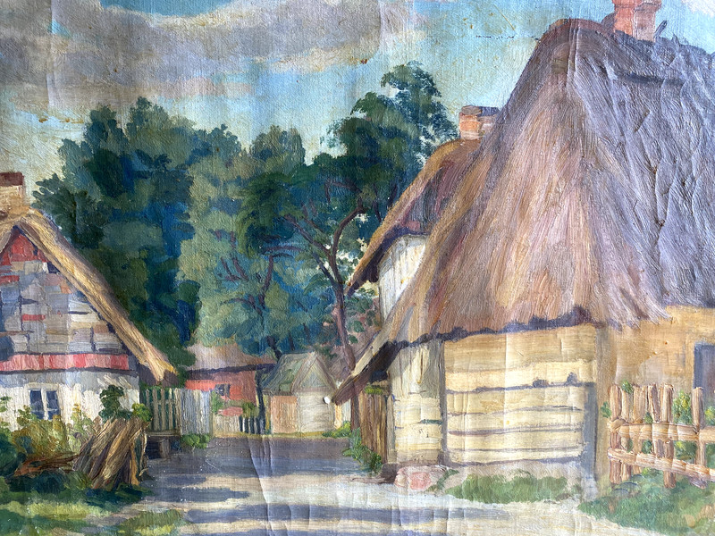 Houses Village Street Poland Or Ostpreußen Art Nouveau Um 1920 Summer Day Antik gallery