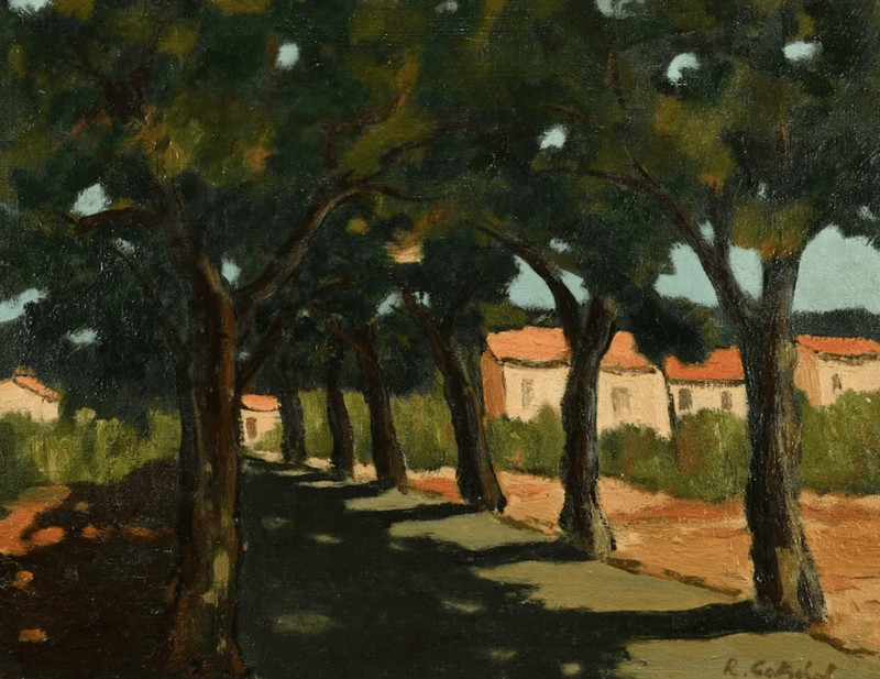 Allee Malaucène, 1993? | Painting by René Gottschall, Geneva