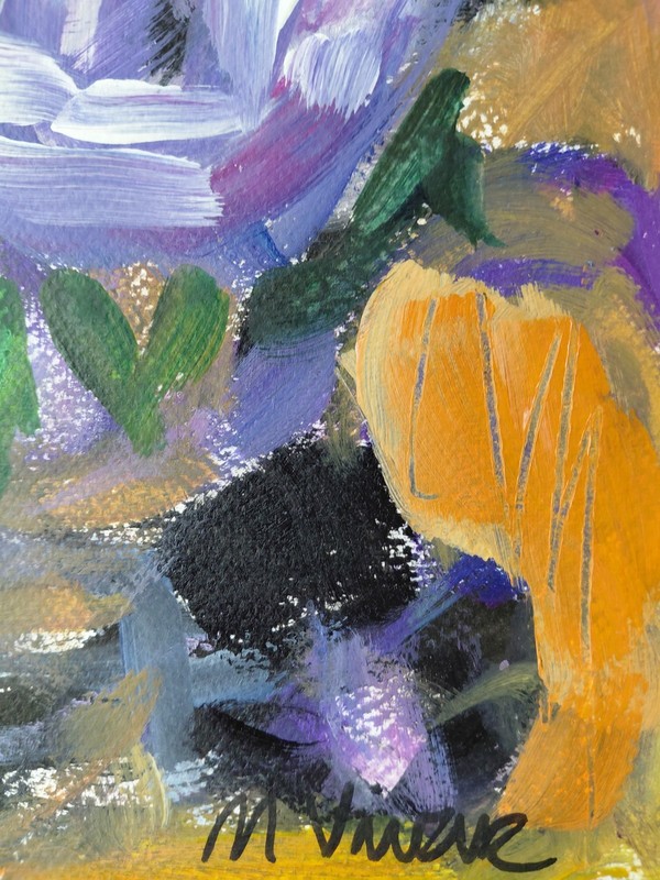 MONA VIVAR 14x11 Floral Expressionism Painting - Contemporary Home Art gallery