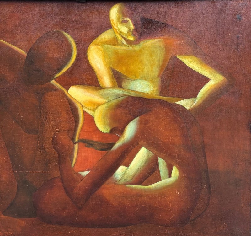 1957 Philip Simpson 'The Counsel' MODERNIST Painting - George Chapellier Gallery gallery