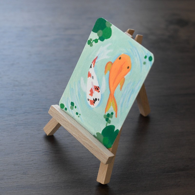 ACEO Original Artwork 2.5″ x 3.5″ | Nature Pond Lilypad Koi Swimming