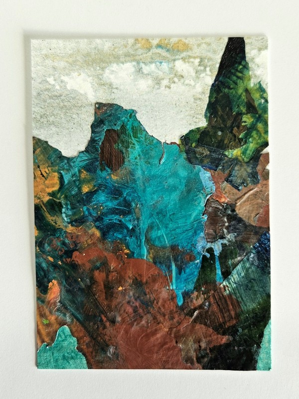 ACEO Card 2.5×3.5″ Original Miniature Art Abstract Landscape Series 9/11 #0021
