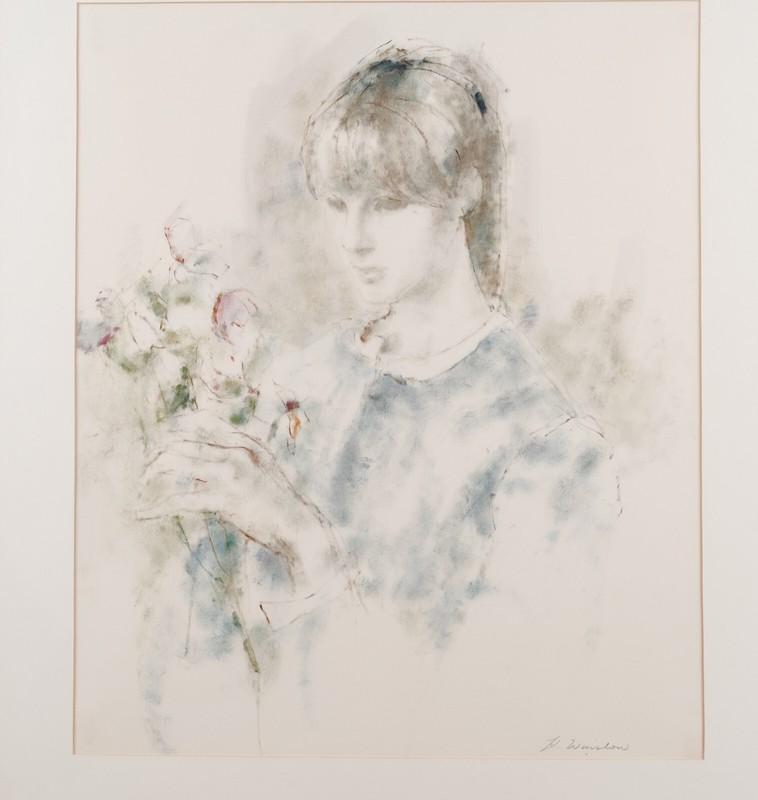 Helen Winslow Untitled Signed Framed Matted Unique Original Watercolor Painting gallery