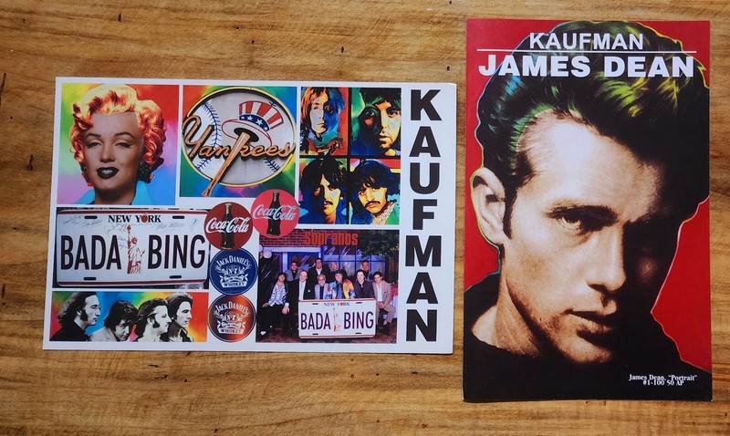 (2) Steve Kaufman «POP ART» Advertising Event Brochure Card Lot «James Dean»