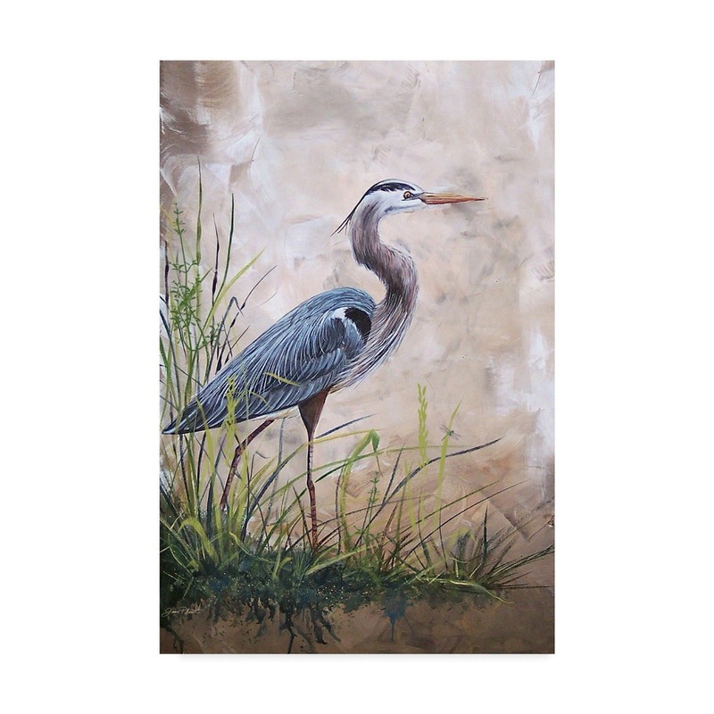 Heron In The Reeds Floater Frame Animal Wall Art 16in. x 24 in. Gallery wrapped