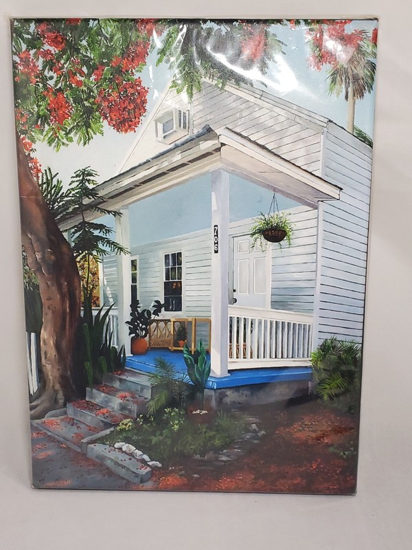 Cheryl Grogan Red Royal Elizabeth St Key West Oil Painting Giclee on Canvas
