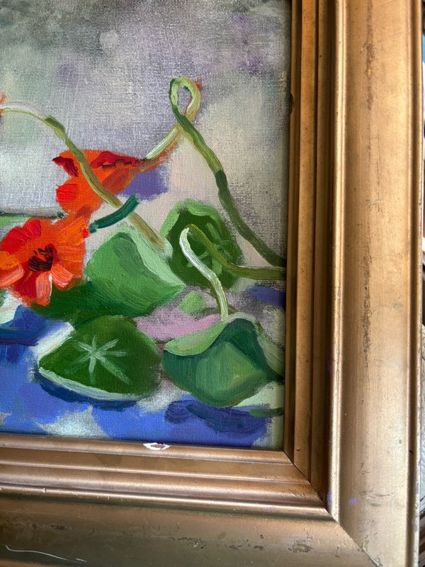 Molly Flannery Original Framed Oil Painting Floral Still Life 18 x 15 Signed gallery