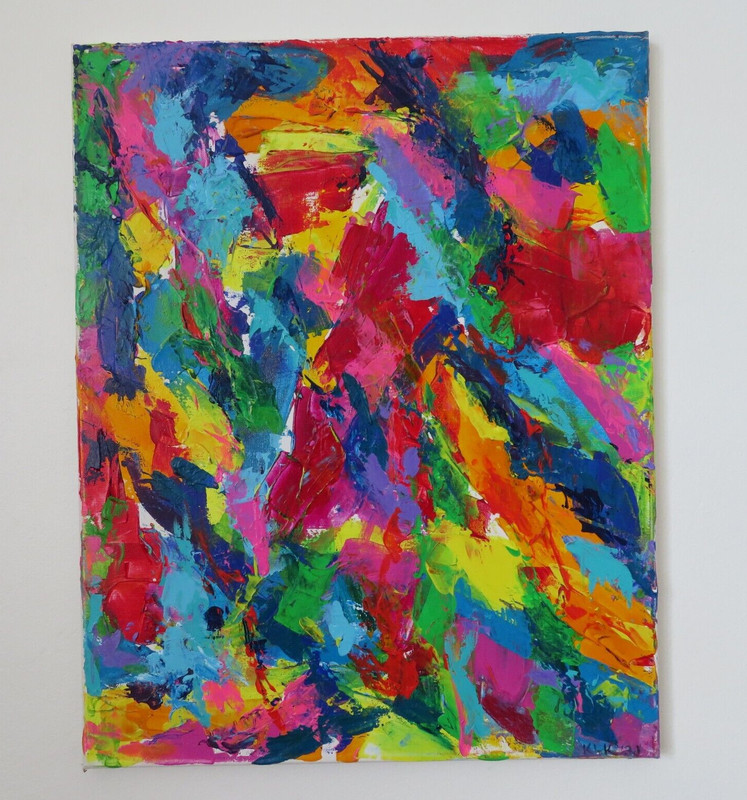 Original Acrylic Abstract Painting on Canvas 16″ x 20″ Signed 2021