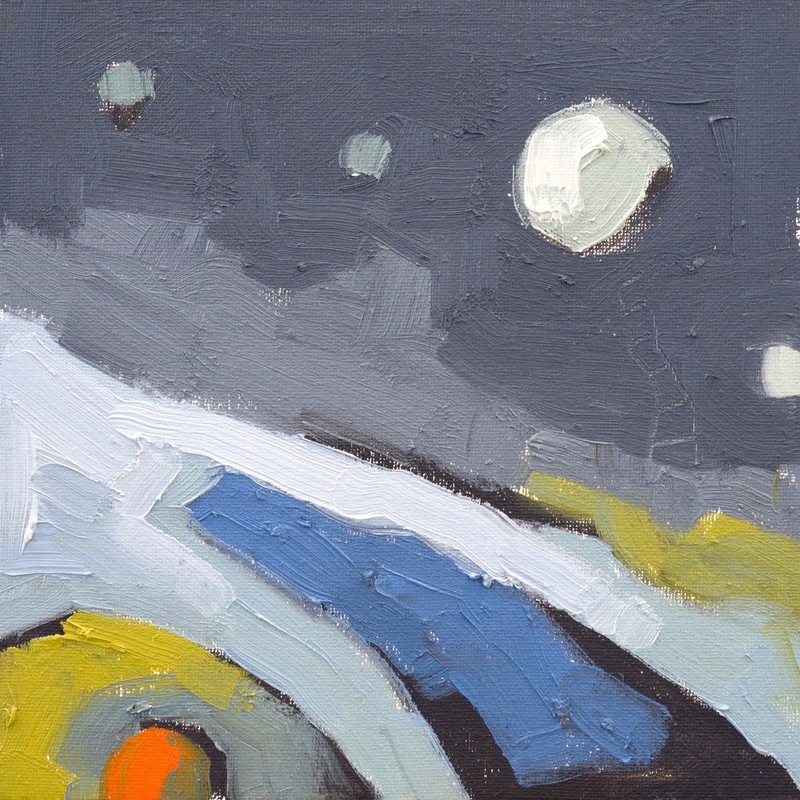 Small Modern Semi Abstract Landscape Original Oil Painting 8×8 Aldo Cherres Art