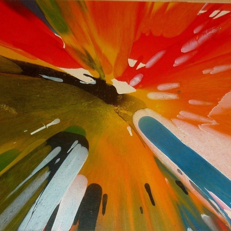 Vintage 1970s Spin Art Painting Psychedelic Carnival Outsider Abstract Art Mat