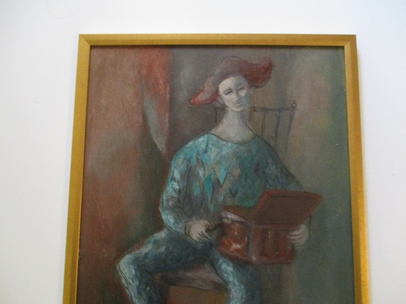 PATRICK SIGNED ORIGINAL 1950'S PAINTING JESTER PORTRAIT CUBISM VINTAGE MODERNISM gallery